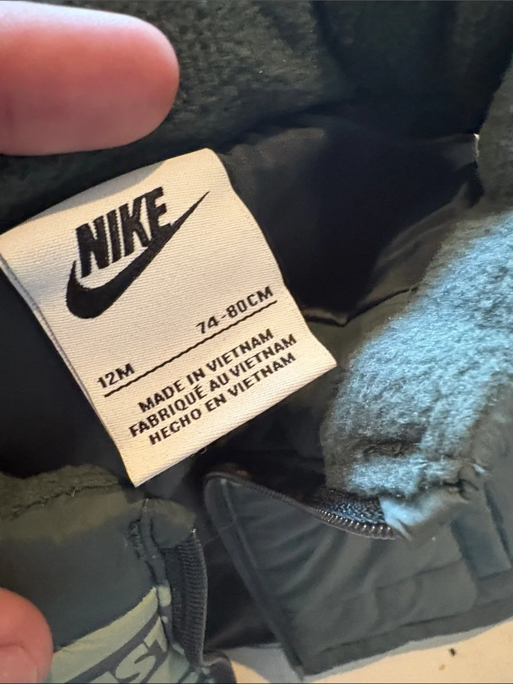 Nike Kids Olive Green and Light Green Puffer Vest with 'Just Do It.' Print